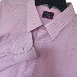 UNTUCKit Men Dress Shirt XL Pink White Striped Button‎ Front business casual
